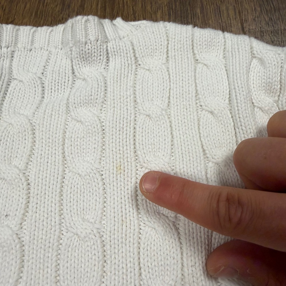 Vintage Polo Ralph Lauren Women's M Cable Knit Sweater Cream Ivory Cotton Preppy - Picture 7 of 10